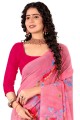 sari en georgette imprimé rose avec chemisier