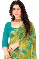 sari en georgette avec imprimé en vert