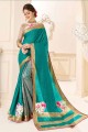 imprimé turquoise, tissage sari en soie tussar