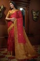 tissage marron sari du sud de l'inde en satin et soie