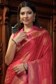 satin et soie tissage rose sud indien sari avec chemisier