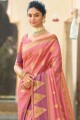tissage de saris en organza rose