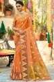 tissage organza pêche sari avec chemisier