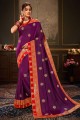 zari,embroidered silk purple sari with blouse