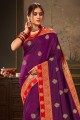 zari,embroidered silk purple sari with blouse