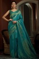 saris de soie d’art bleu avec tissage