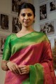 Saree Rose avec de la soie d'art de tissage