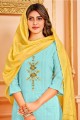 Light blue Weaving Handloom silk Salwar Kameez