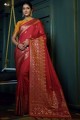 zari, tissage de saris en soie d’art rouge