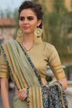 sari en soie d’art pista avec dentelle, impression numérique