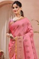 sari rose en lin resham avec chemisier