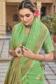 coton tissage saris vert avec chemisier