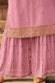 costume palazzo georgette eid avec pierre avec moti en rose