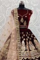 Embroidered Velvet Wedding Lehenga Choli in Maroon
