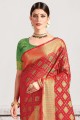 sari rouge en soie avec zari