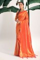 sari tissage orange en soie