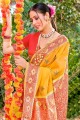 vêtement de fête en coton saris avec tissage à la moutarde