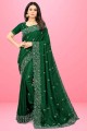 saris vert en soie brodé