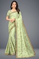 saris de soie brodé en vert avec chemisier
