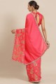 georgette sari brodée en rose avec chemisier
