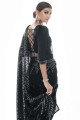 georgette black party porter saris en fil, brodé