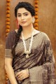 tissage de sari en coton beige