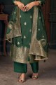 costume palazzo vert en tissage de soie