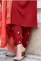 costume palazzo rouge à imprimé numérique en rayonne