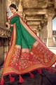 bordure de dentelle verte karva chauth banarasi sari en soie banarasi