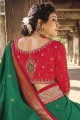 bordure de dentelle verte karva chauth banarasi sari en soie banarasi