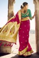 bordure de dentelle banarasi soie banarasi sari en rouge