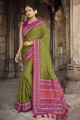 bordure en dentelle banarasi soie banarasi sari en vert