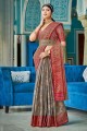 zari gris,tissage sari banarasi en coton