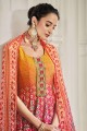 navratri robe multicolore en soie avec impression numérique