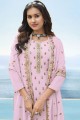 costume palazzo pakistanais rose avec fausse georgette brodée
