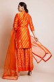 tissage costume palazzo en soie d'art orange