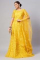 diwali  robe jaune avec filet brodé