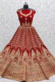 pierre de velours rouge avec moti bridal lehenga choli avec dupatta