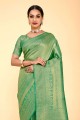 karva chauth saris vert mer avec soie tissée