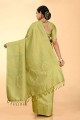 tissage de soie beige karva chauth sari avec chemisier