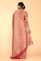 karva chauth saris rose dans la soie tissée