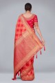 rouge,tissage sari banarasi en soie banarasi