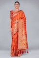  tissage banarasi soie banarasi sari en orange