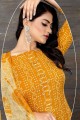 salwar kameez en coton jaune avec imprimé