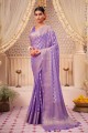 sari violet en georgette tissée
