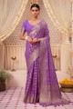 tissage de georgette sari en violet