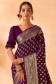 sari en georgette violette avec tissage