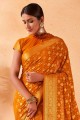 georgette tissage sari jaune avec chemisier
