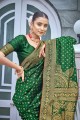 tissage banarasi soie banarasi sari en vert avec chemisier