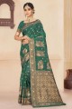 tissage de sari en coton vert avec chemisier